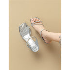 Damen elegante Plateau Sandalen mit rhinestone Akzenten R&B