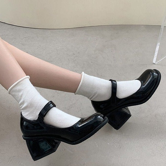 Damen elegante Mary Jane Pumps mit modernem Blockabsatz R&B
