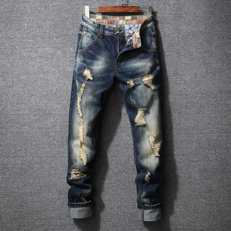 Herren Zerrissene Denim-Jeans mit lässigem Schnitt R&B
