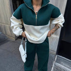Damen bequemer Zip-Pullover mit überschnittenen Schultern R&B