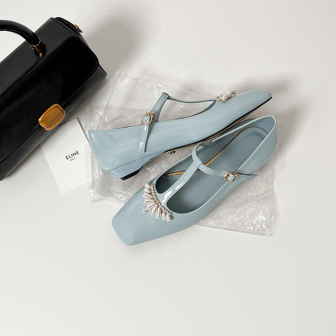 Damen Slingback-Ballerinas mit dekorativen Perlenapplikationen und elegantem Riemen R&B