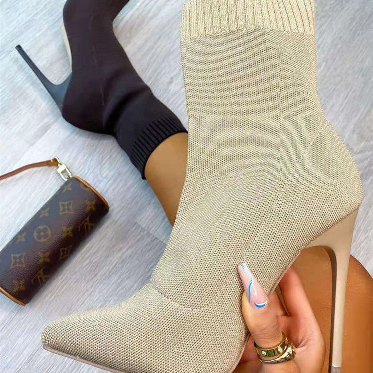 Damen High Heels mit enganliegendem Stricksohlen-Design R&B
