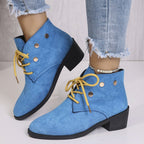 Damen modische Stiefeletten mit auffälligen Schnürdetails und stabiler Profilsohle R&B