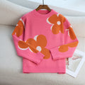 Damen Grob gestrickter Pullover mit floralem Muster