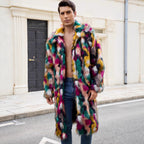 Herren Luxuriöser Kunstpelzmantel mit farbenfrohem Design R&B