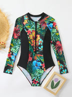 Damen Einteiler Badeanzug mit floralem Muster R&B