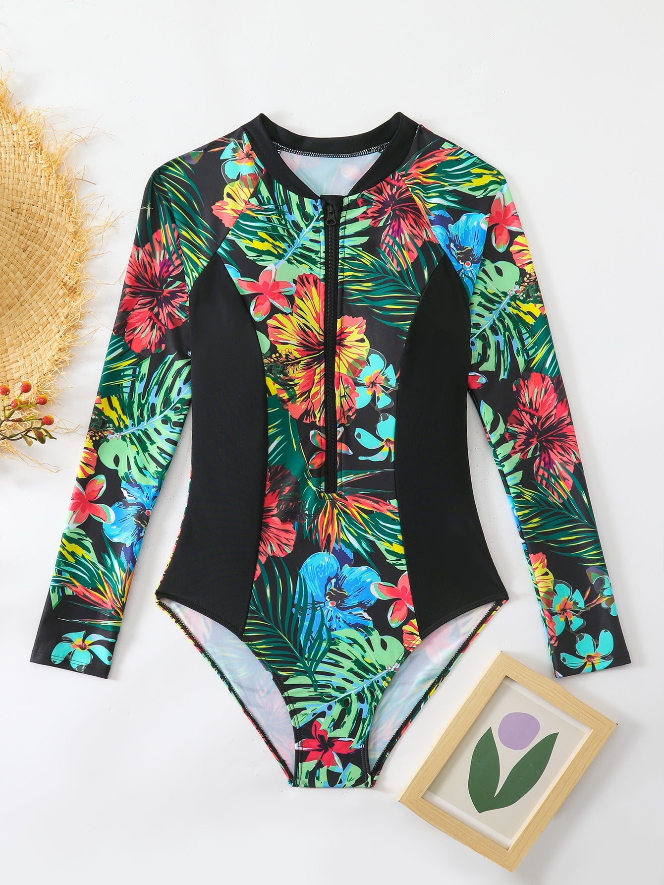 Damen Einteiler Badeanzug mit floralem Muster R&B
