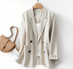 Damen Eleganter Doppeltknopf-Blazer mit abnehmbaren Ärmelaufschlägen R&B