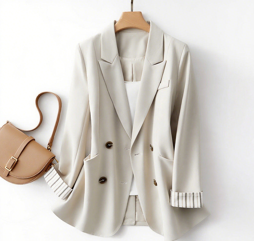 Damen Eleganter Doppeltknopf-Blazer mit abnehmbaren Ärmelaufschlägen R&B