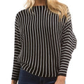 Damen gestreifter Pullover mit weitem Schnitt und innovativem Design