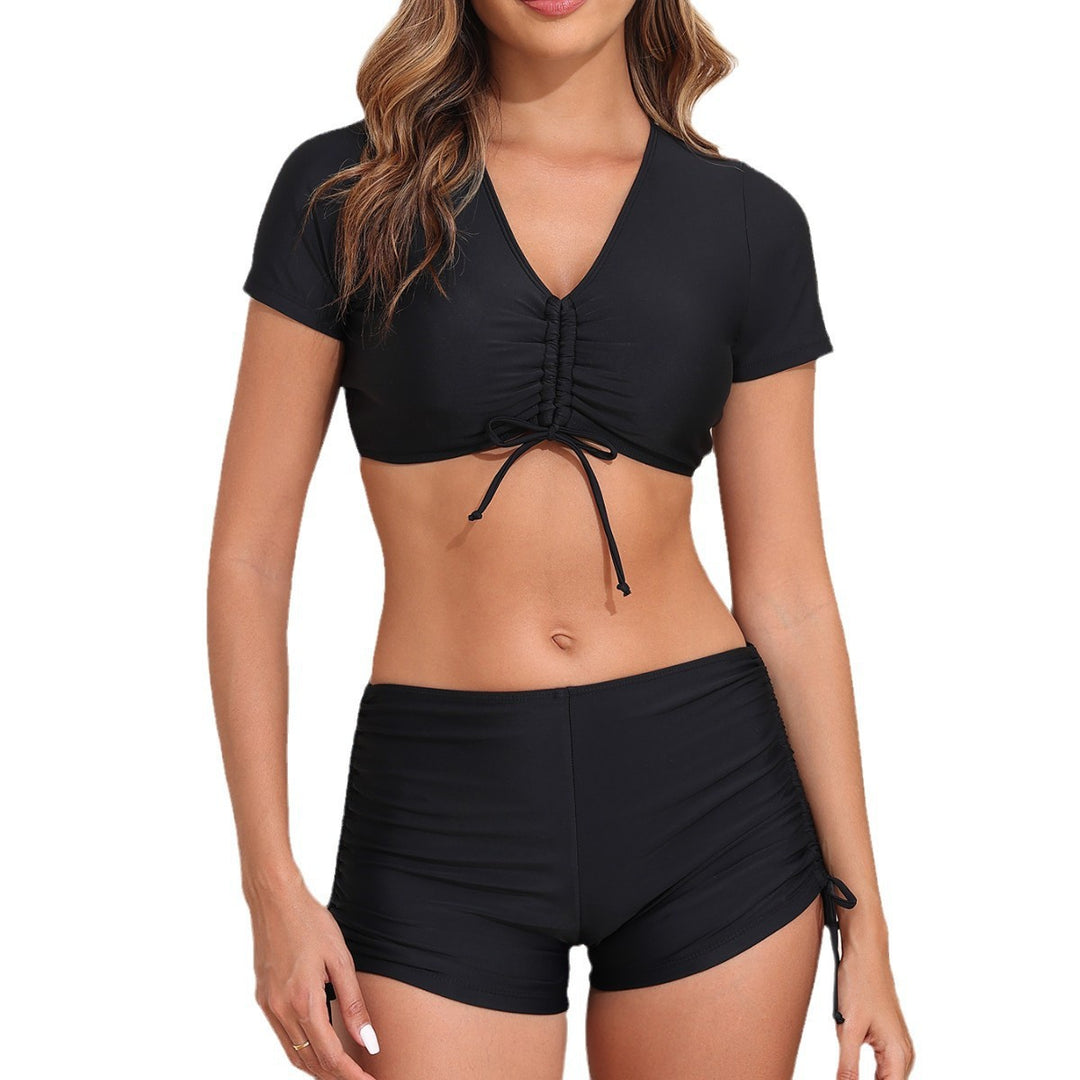 Damen Sportliches Crop-Top und Shorts-Set R&B