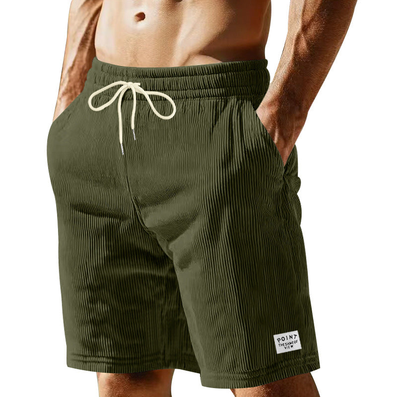 Herren nan knielange Lounge-Shorts im Rippenstrukturjersey mit elastischem Kordelzugbund und aufgesetzten Eingrifftaschen R&B