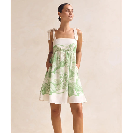 Damen Sommerliches Minikleid mit verspieltem Mustermix und fließendem Schnitt R&B