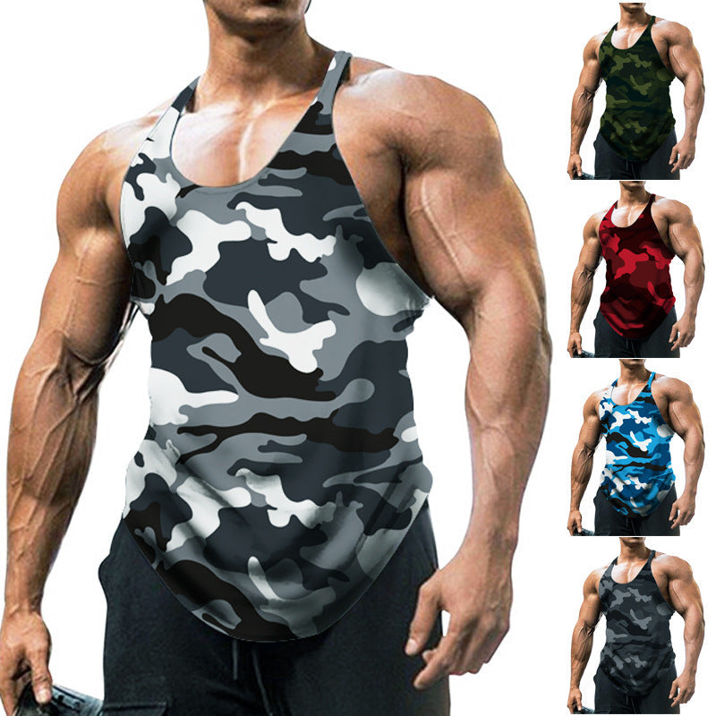 Herren ärmelloses Fitnessshirt im modernen Camouflage-Design