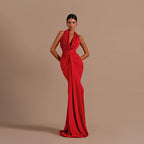 Damen Elegantes Maxikleid mit schmeichelndem Schnitt und tiefem V-Ausschnitt R&B