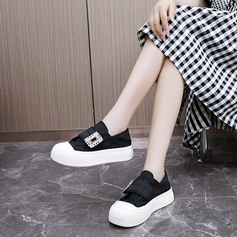 Damen modische Slip-On Sneakers mit eleganter Schnalle R&B