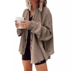 Damen oversized Waffelstruktur Hemdjacke R&B