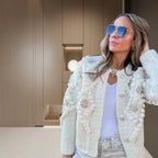 Damen Strickjacke mit luftigen Rüschen und funkelnden Akzenten R&B