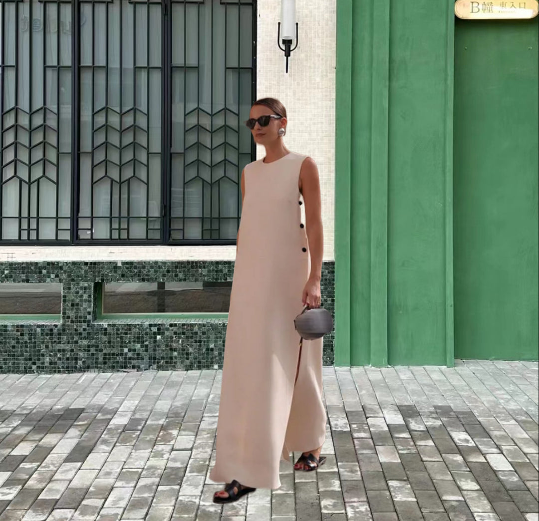 Damen Elegantes und vielseitiges Maxikleid mit Knopfdetails R&B