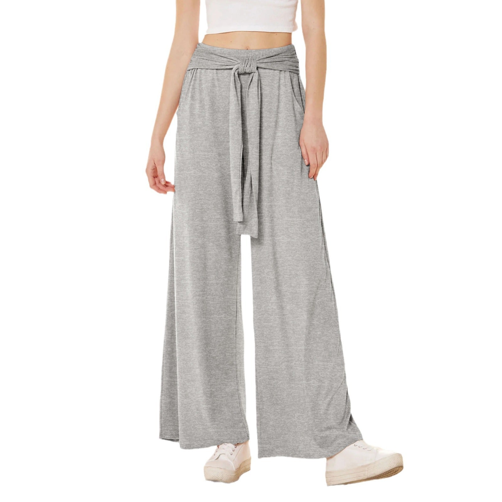 Damen Weit geschnittene Sommerhose mit hochwertigem Bund und eleganter Schleifendetail R&B