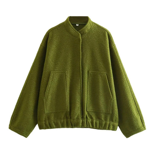 Damen coole Oversize-Jacke aus weichem Wollmix R&B
