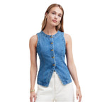 Damen Jeansweste mit Knopfleiste und seitlichen Eingrifftaschen R&B