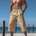 Herren nan lässige knielange Bermuda-Shorts mit elastischem Bund und Tunnelzug R&B