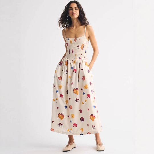 Damen Maxikleid mit floralem Design und elastischem Bund R&B
