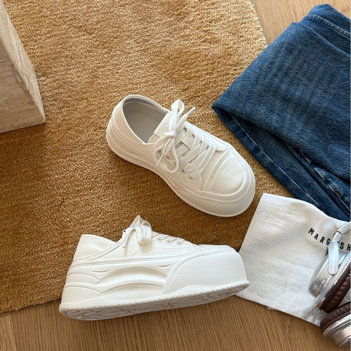 Damen Plateau-Sneaker aus hochwertigem Material mit atmungsaktiver Sohle