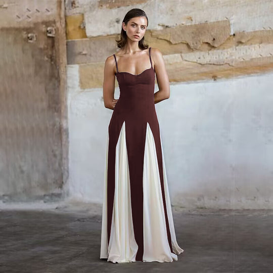 Damen Elegantes Maxi-Kleid mit tiefem V-Ausschnitt und seitlichen Drapierungen R&B