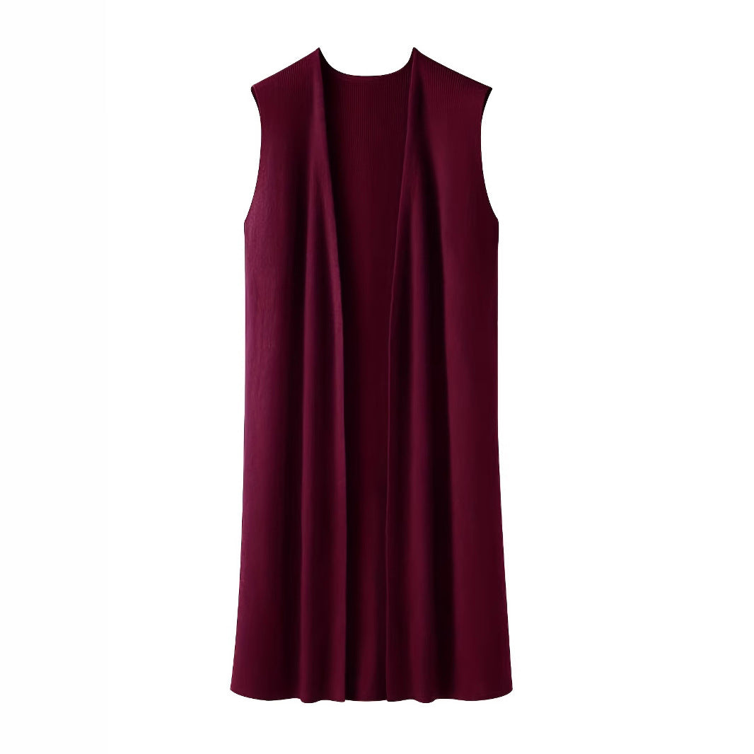 Damen longitudinaler Strickmantel mit Seitenschlitzen R&B
