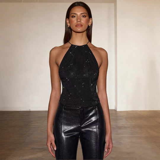 Damen Glitzerndes Top mit schmalem Halterdesign und funkelnden Akzenten R&B
