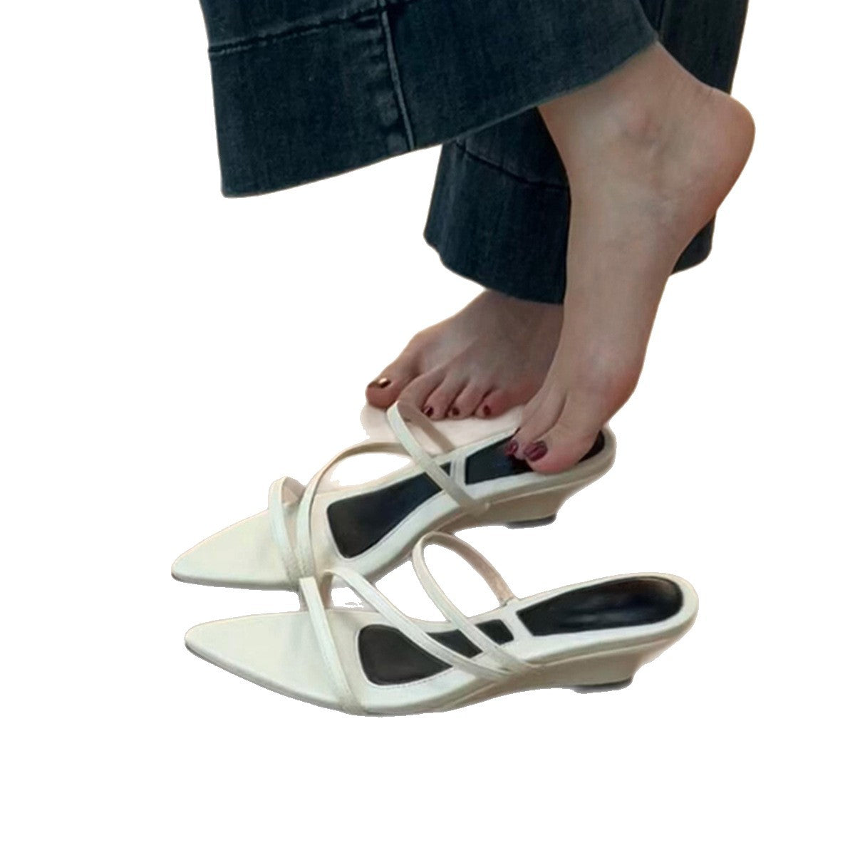 Damen Slingback Mules mit elegantem Riemen und spitzem Zehenbereich R&B