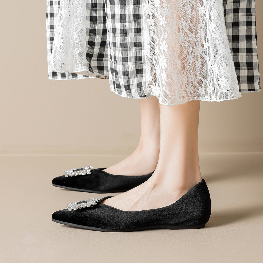 Damen elegante Ballerinas mit strassbesetztem Detail R&B