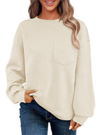 Damen Lässiger Pullover mit strukturiertem Muster und praktischen Taschen