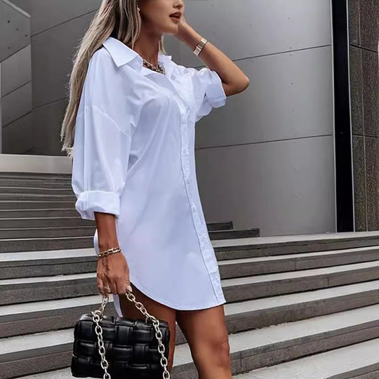 Damen chemisierter Oversized-Hemdblusenkleid R&B