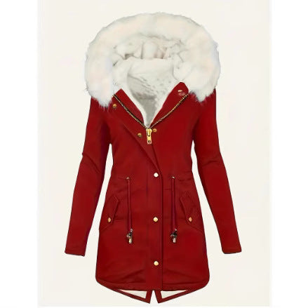 Damen gefütterte Winterjacke mit abnehmbarer Kapuze R&B