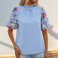 Damen Bluse mit floralen Spitzenärmel