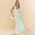 Damen Maxikleid mit tiefem Ausschnitt und Raffungen R&B