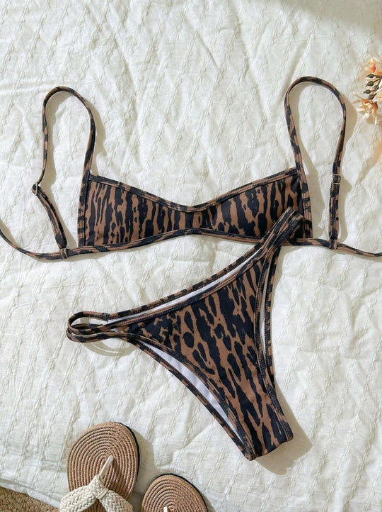 Damen Zweiteiliger Bikini mit elegantem Streifenmuster R&B