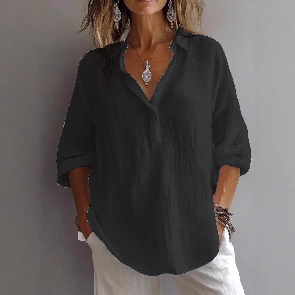 Damen Leichte Leinenbluse R&B