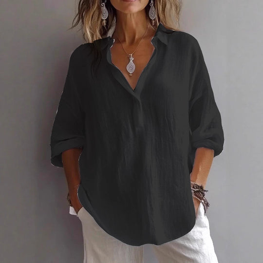 Damen Leichte Leinenbluse R&B
