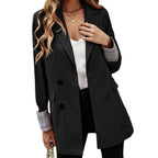 Damen Eleganter Doppelreiher Blazer mit kariertem Detail R&B