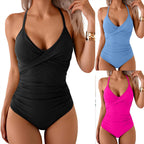 Damen Einteiler Badeanzug mit elegantem Wickel-Design und femininem Schnitt R&B