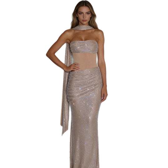 Damen Glamouröses Abendkleid mit drapiertem Oberteil R&B