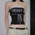 Damen lässiges Bustier-Top mit trendy Schriftzug