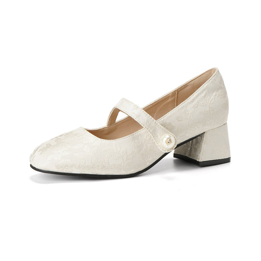 Damen elegante Mary-Jane Pumps mit modischem Plateau und dekorativem Riemchen R&B