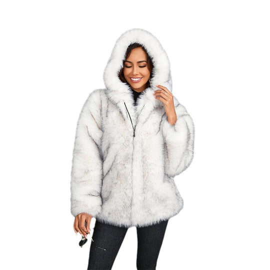 Damen kuschelige Kapuzenjacke R&B