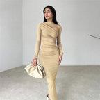 Damen Elegantes Wickelkleid mit langen Ärmeln und figurbetonendem Schnitt R&B