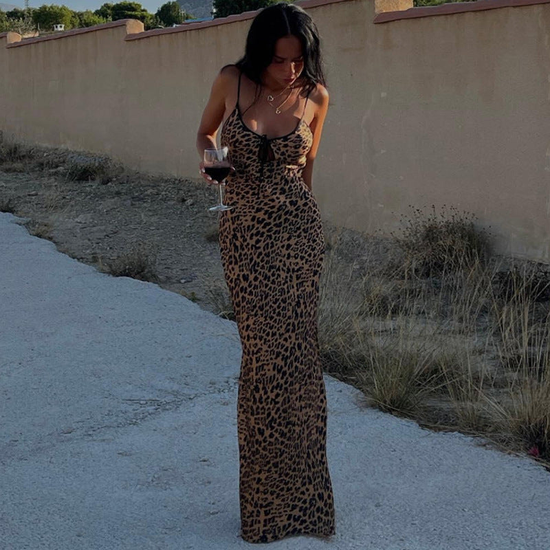 Damen Leichtes Maxikleid mit verführerischem Leo-Print R&B